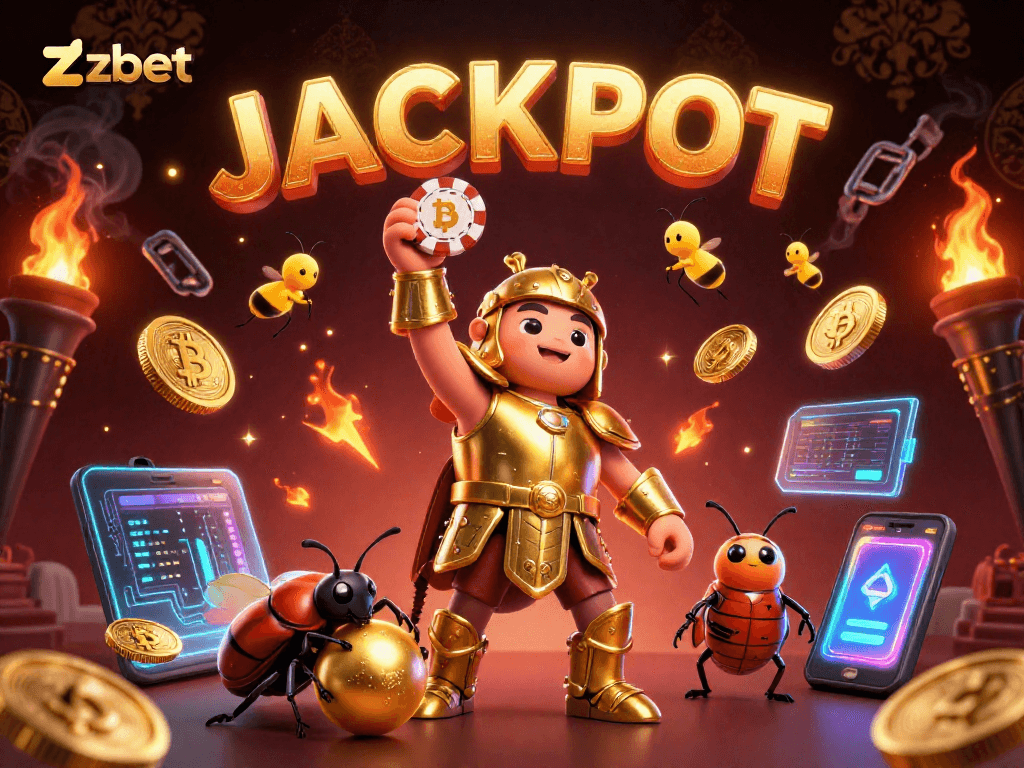 Experience zbet's thrilling casino action with vibrant 3D characters celebrating a jackpot in style!