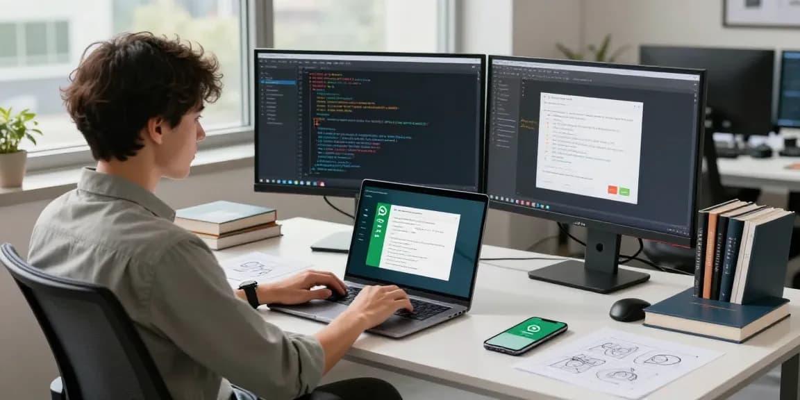 Engaging workspace scene showcasing WhatsApp下載 with modern tech and design elements.