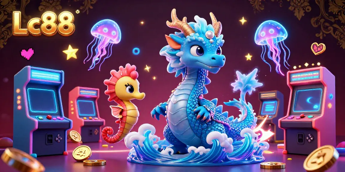 Experience thrilling gaming moments with Lc88 featuring a captivating dragon and animated jellyfish.