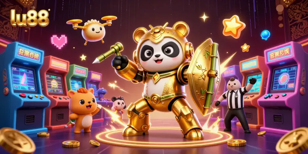 Experience the excitement of lu88 casino with a vibrant 3D illustration showcasing dynamic gaming elements.