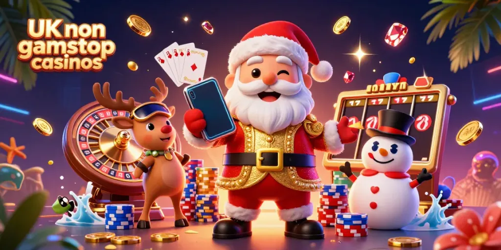 Engage with the vibrant scene of UK non gamstop casinos where Santa, his reindeer, and a snowman celebrate with jackpot slots.