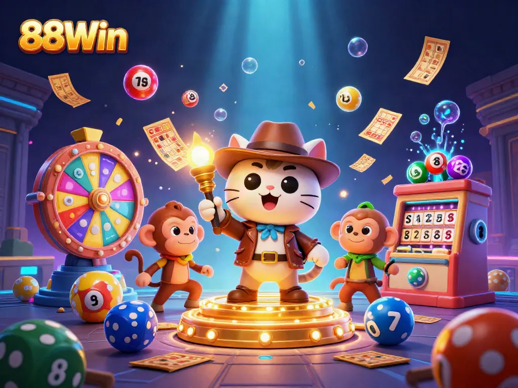 Engage in thrilling games at 88Win casino as an explorer and monkey discover golden treasures.