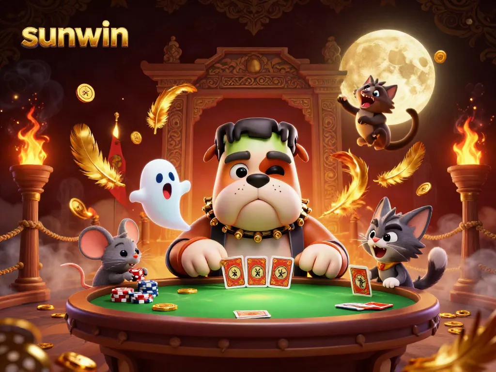 Engage in thrilling gameplay at sunwin with a vibrant casino scene featuring unique characters.