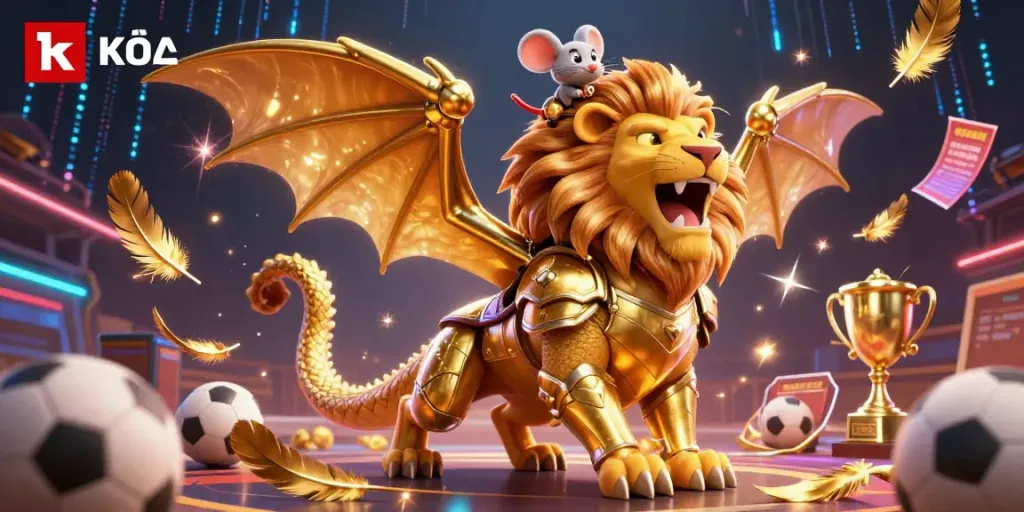 Engage in thrilling kèo bóng đá action with a triumphant chimera and a brave jockey.